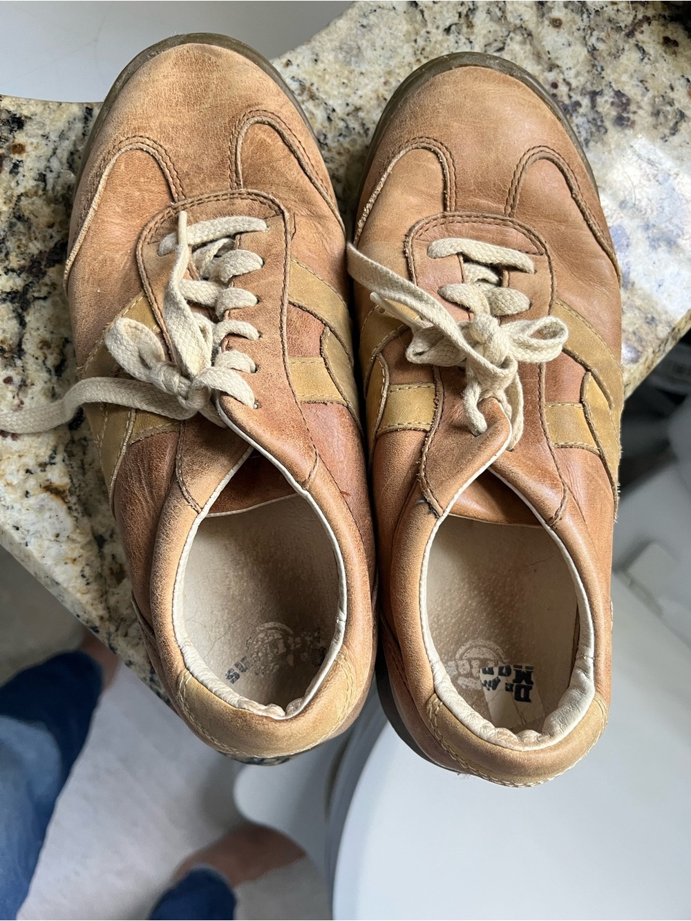 Dr. Martens Kids Tan Leather Lace-Up Sneakers